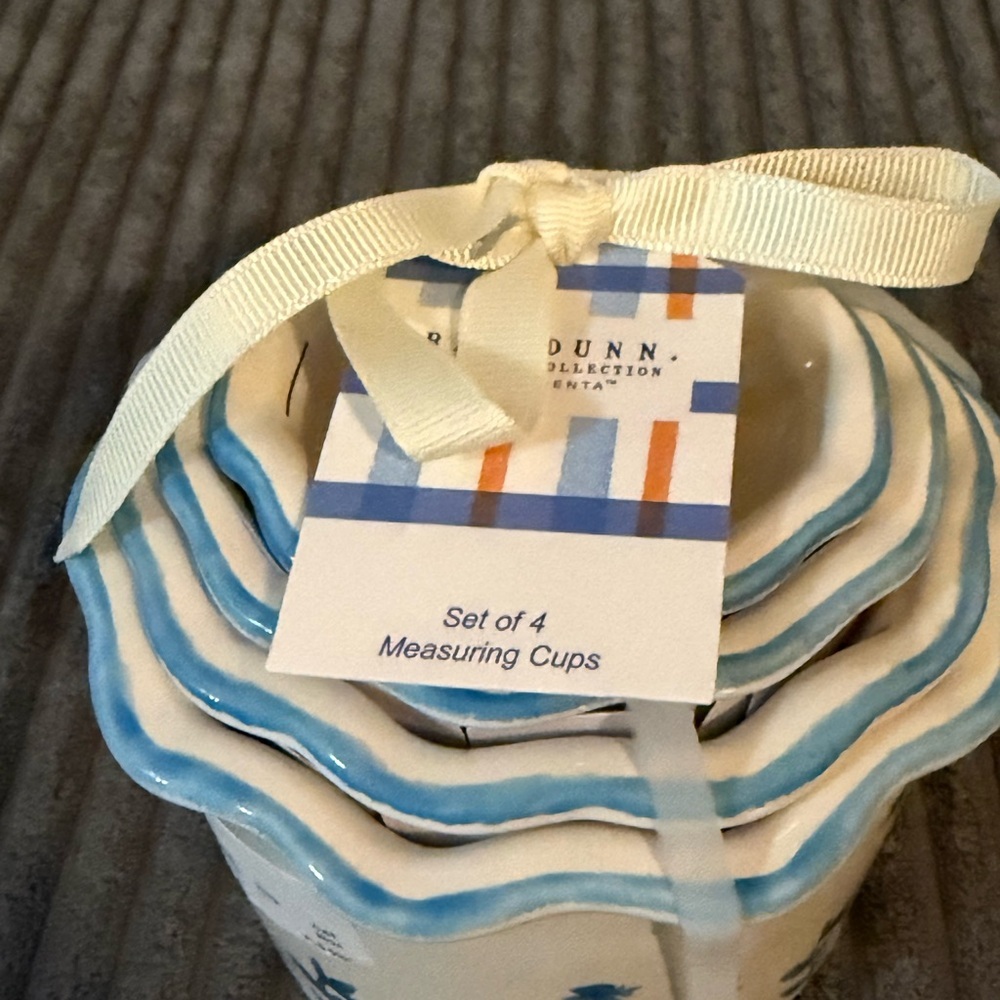 Rae Dunn White Nesting Measuring Cups w/ blue floral pattern - 4 pc set- NWT - Picture 5 of 5